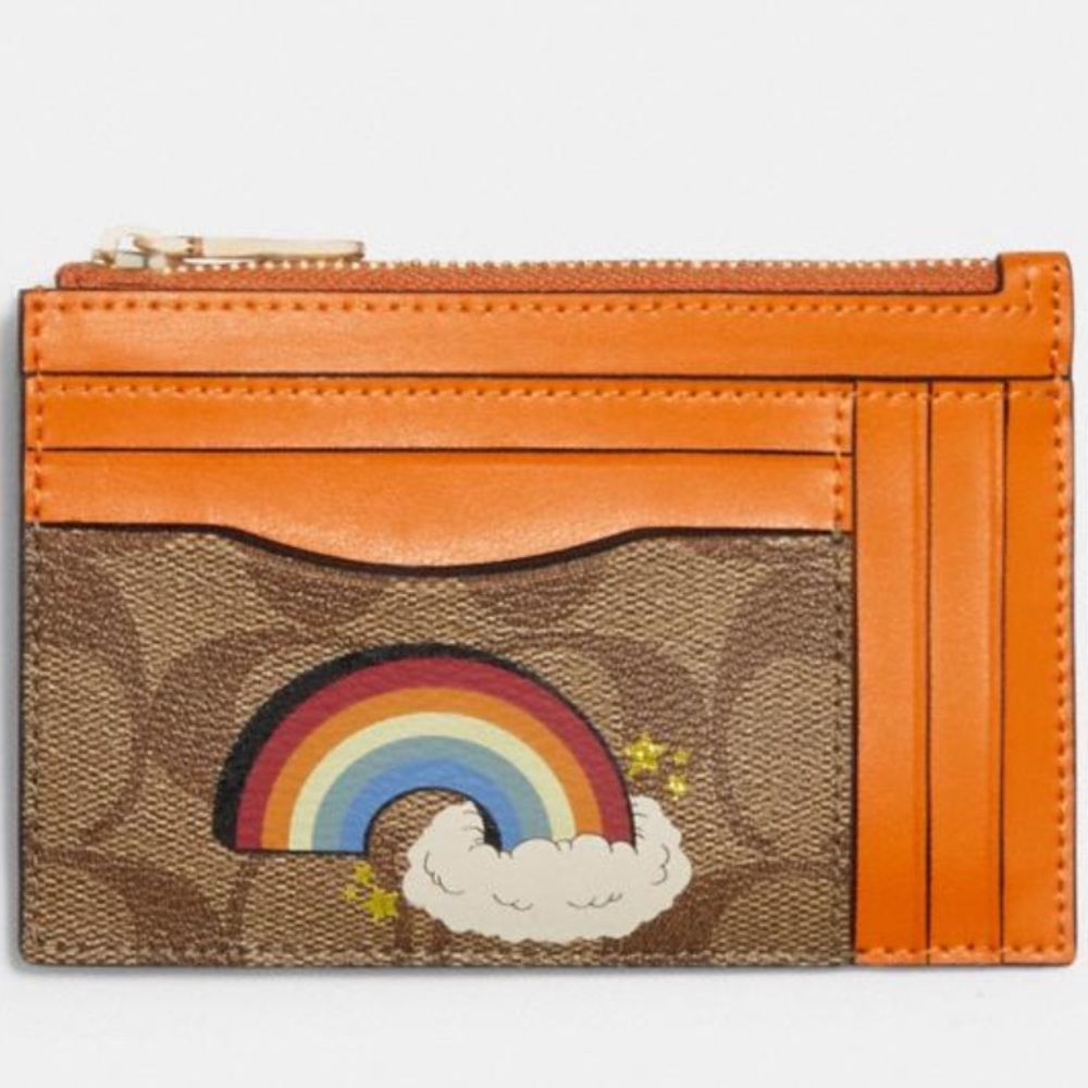 Coach X Skinny Mini ID Top Zippered Rainbow Case.